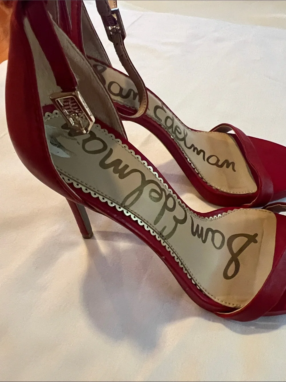 Sam Edelman Red Open-Toe Ankle-Strap Heels